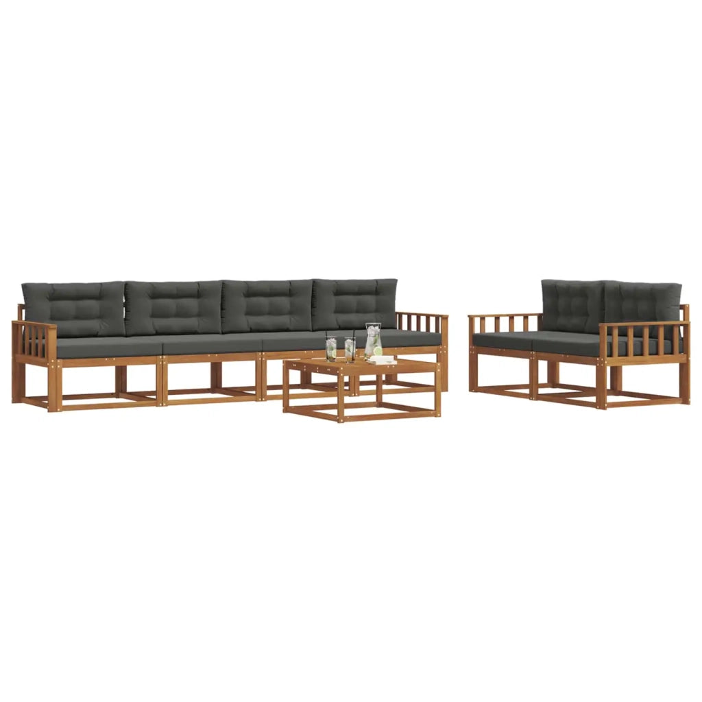Set di divani da esterno con cuscino 7 pcs Naturale e Antracite