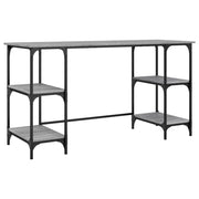 Scrivania | Tavolo da Ufficio Grigio Sonoma 140x50x75cm Metallo e Legno Multistrato
