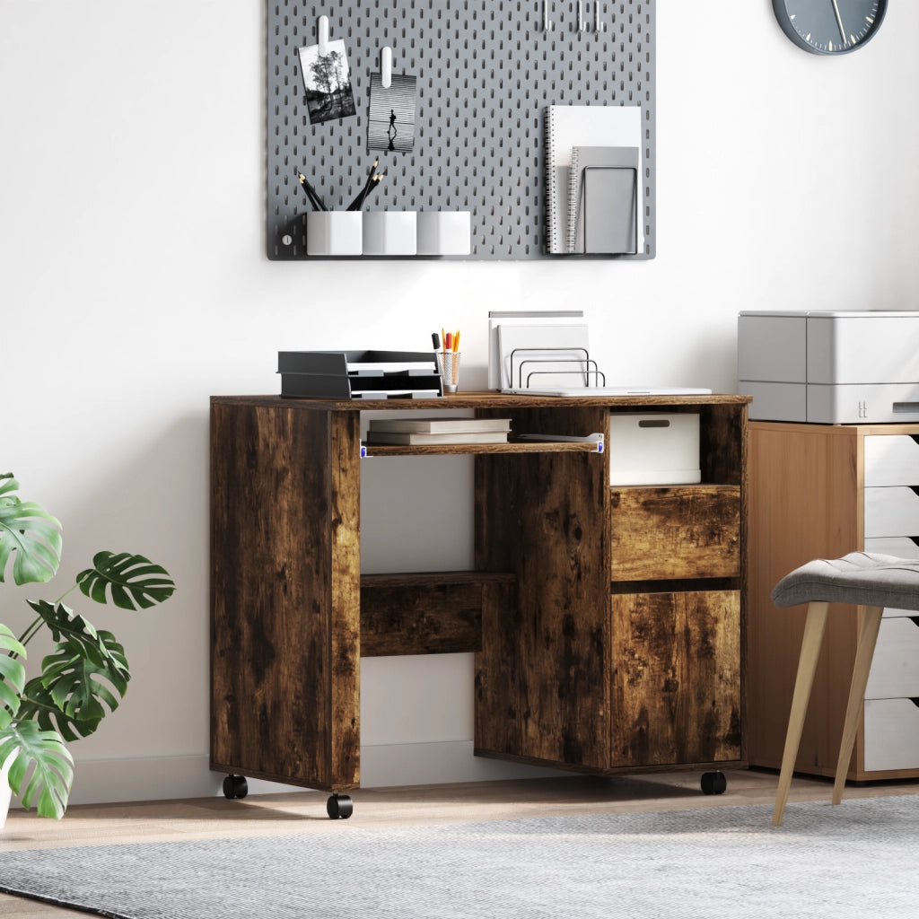 Scrivania per computer marrone Rovere affumicato Legno ingegnerizzato