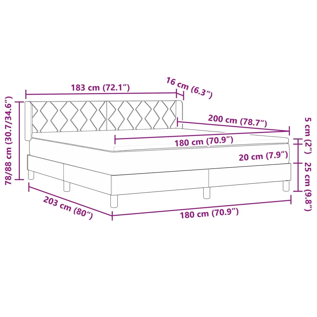 Letto box spring con materasso con materasso Nero 180 x 200 cm 3341183