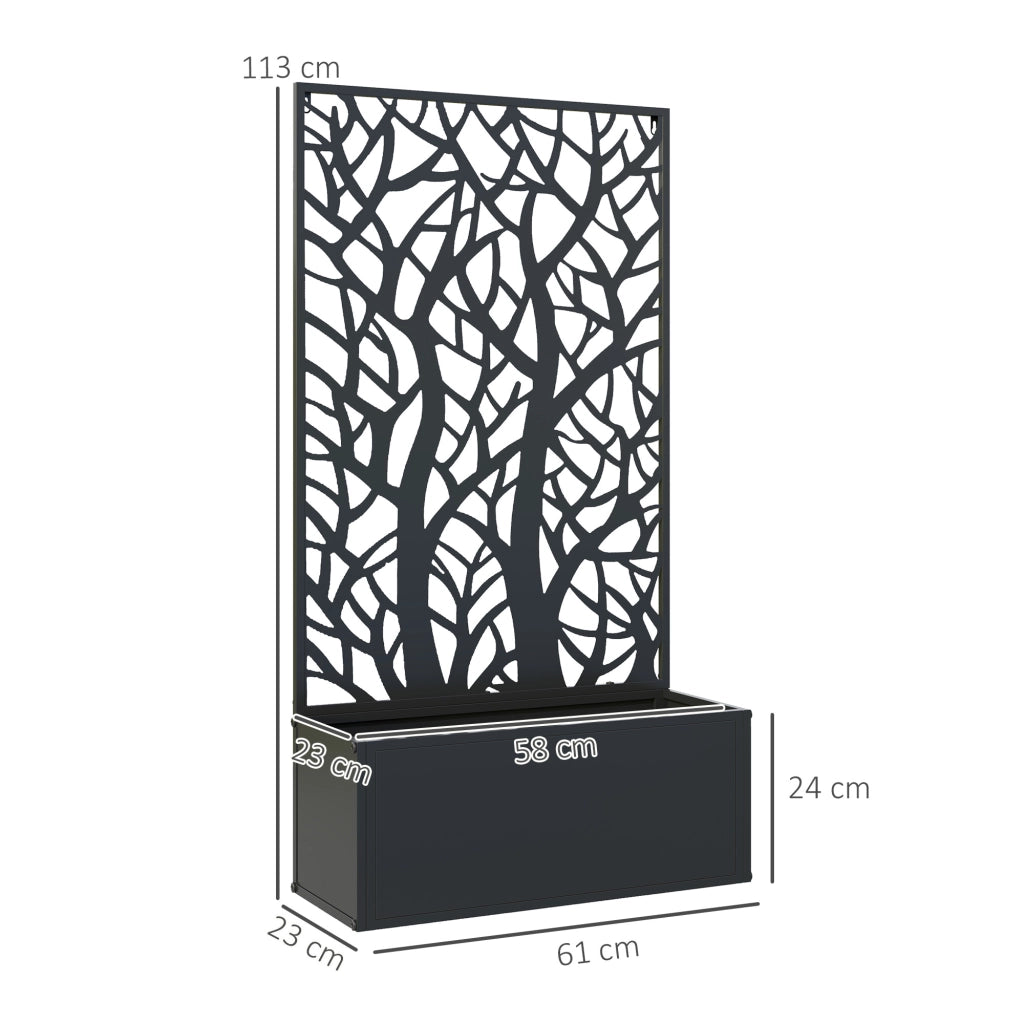 Fioriera con traliccio ¨C Xylo ¨C metallo nero 61x23x113 cm per piante rampicanti