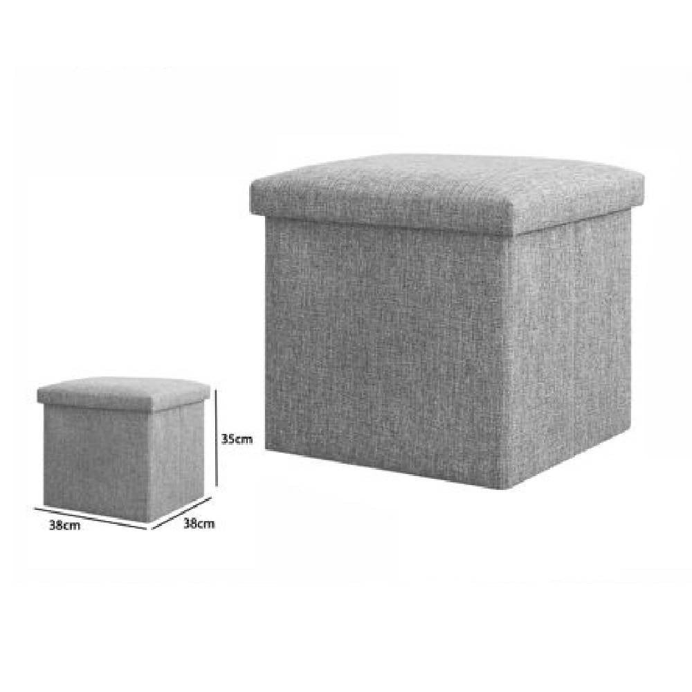 Trade Shop - Pouff Puff Pouf Contenitore Imbottito Con Seduta In Tessuto 38 X 38 X 35cm 69587 -