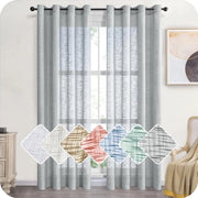 Set di tende a voile grigie 245 x 140 cm, 2 pezzi, tende moderne con finitura in lino, con anelli, adatti per soggiorno, camera da letto e camera dei bambini.
