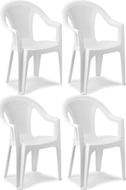 SET 4 SEDIE DA GIARDINO KORA IN POLIPROPILENE COLORE BIANCO 55 X 54 X 82 CM