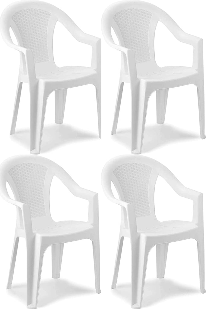 SET 4 SEDIE DA GIARDINO KORA IN POLIPROPILENE COLORE BIANCO 55 X 54 X 82 CM