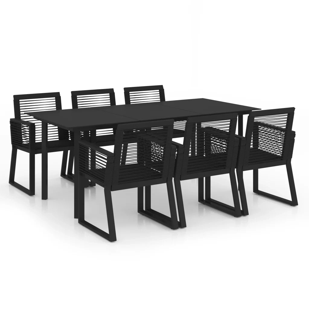 Set da Pranzo da Giardino 7 pz in Rattan PVC Nero cod mxl 41711