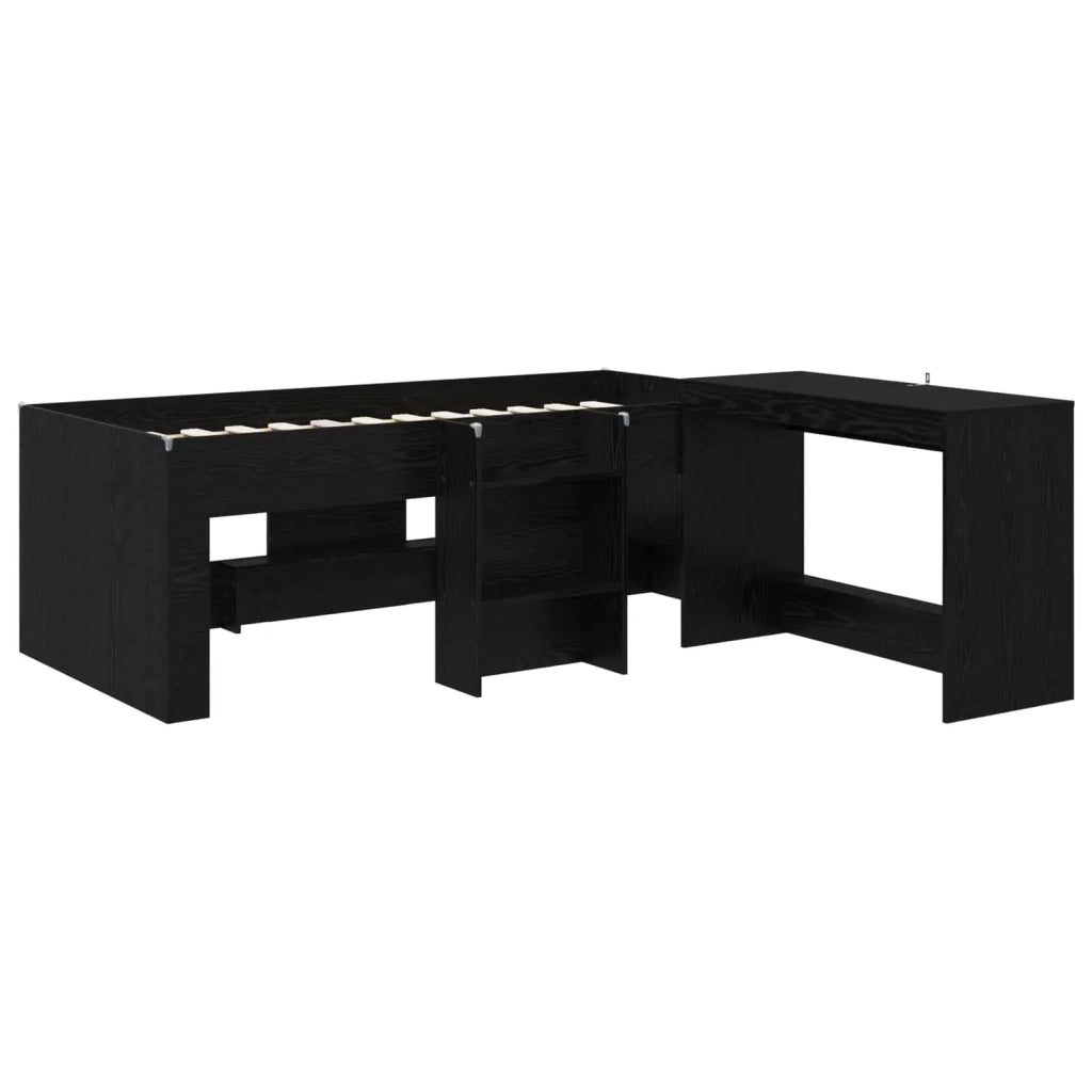 Letto alto per bambini con scrivania Rovere Nero 80 x 200 cm 3423439