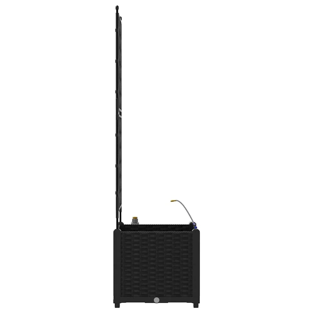 Pratica fioriera da giardino moderna 40 x 40 x 142 cm elegante finitura in acciaio nero 02_0058547
