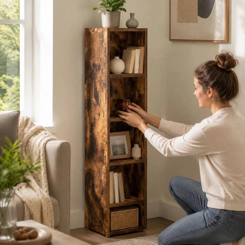 CD Shelves, 2 Pieces, Smoked Oak, 21x16x93.5 Cm, Engineered Wood.