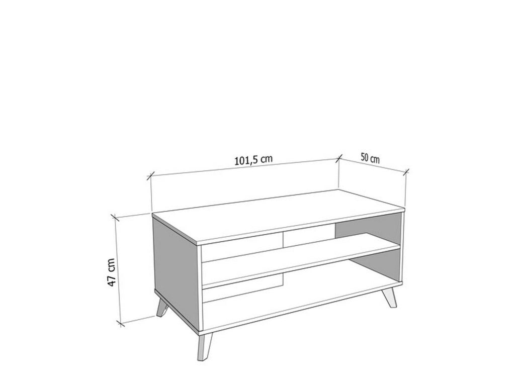 Priola, Tavolino da Salotto con Piedini, 101.5x50x47h cm Marrone Rovere