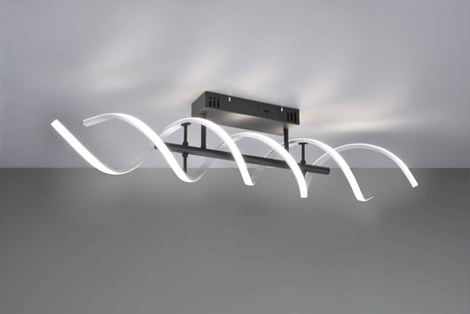 Plafoniera LED spirale, metallo, alluminio e nero, L 90 cm, Sequence