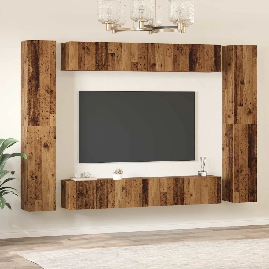 vidaXL Set mobile TV 10 pcs Legno vecchio 30.5 x 30 x 90 cm