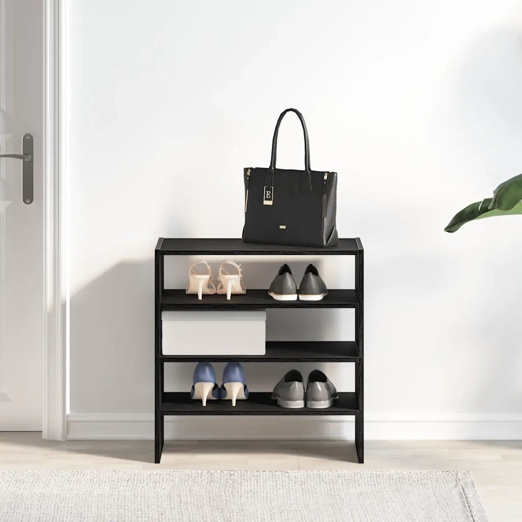 Scarpiere 2 pz Impilabili-Set di 2 Scaffale per scarpe in Rovere Nero 60x30x30,5 cm