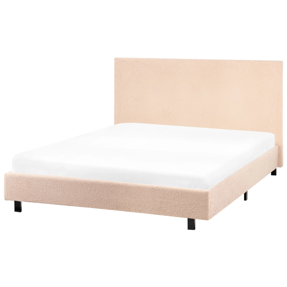 Letto con testiera piccola 120 x 200 cm in bouclé beige dal design moderno
