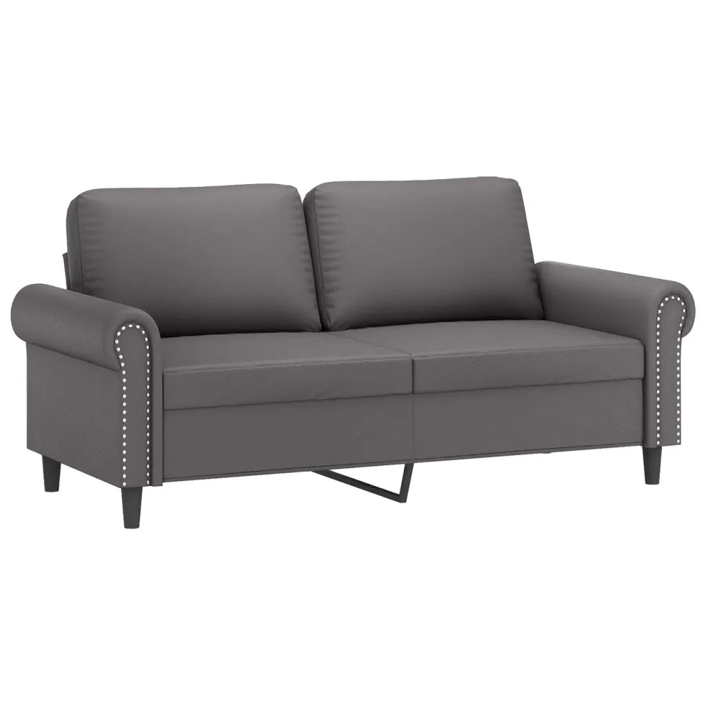 Set di Divani 3 pz con Cuscini Grigio in Similpelle