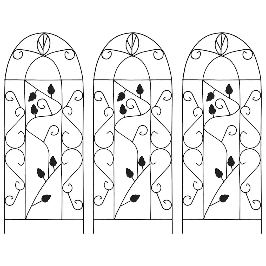 Supporti da Giardino per Piante 3 pz Neri 40x100 cm in Ferro  cod mxl 130944