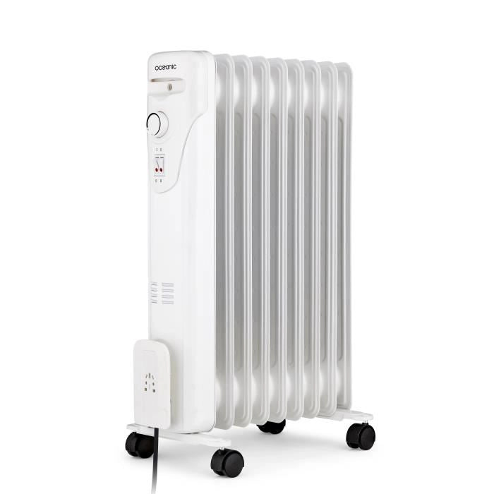 Radiatore del bagno di olio elettrico - 2000 watt - oceanico - 3 poteri - 9 elementi - mobile - bianco