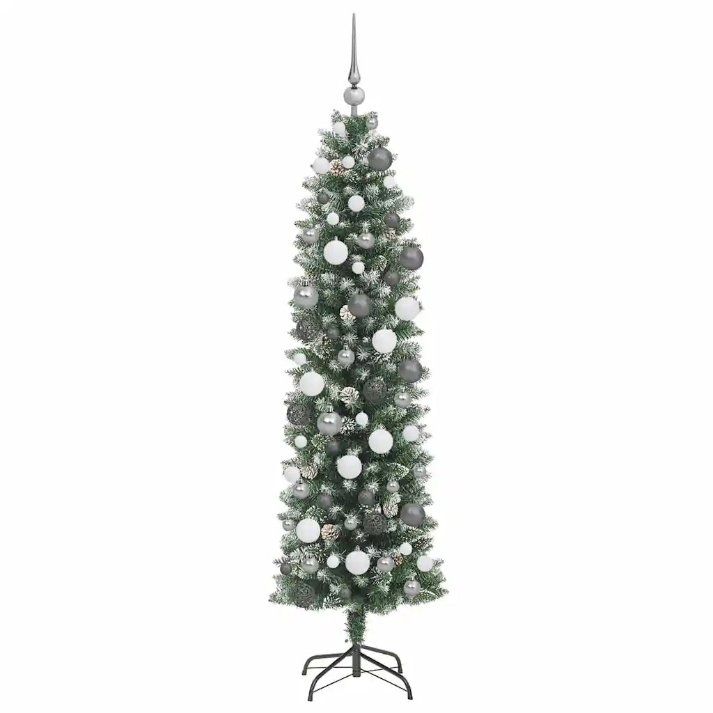 Albero di Natale Artificiale Sottile Verde e Bianco 180 cm 3395292
