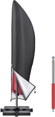 Parasolhoes Acquapigro con Cerniera a Fili per Parasoli Liberi - Tessuto di Oxford Respirante - Protezione contro Vento, Sole e Pioggia - 265x40/70/50 cm - Nero