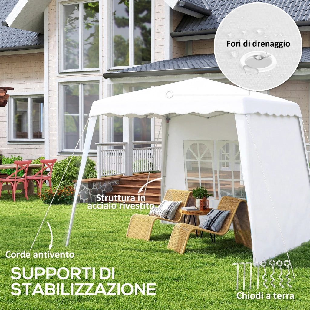 Gazebo da Giardino Pieghevole ad Altezza Regolabile in Acciaio e Tessuto Oxford, 2.4x2.4x2.5m