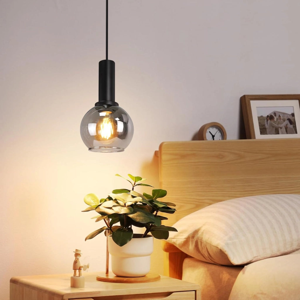 Lampada a sospensione ZMH per sala da pranzo 1 fiamma nera E27 vintage per soggiorno
