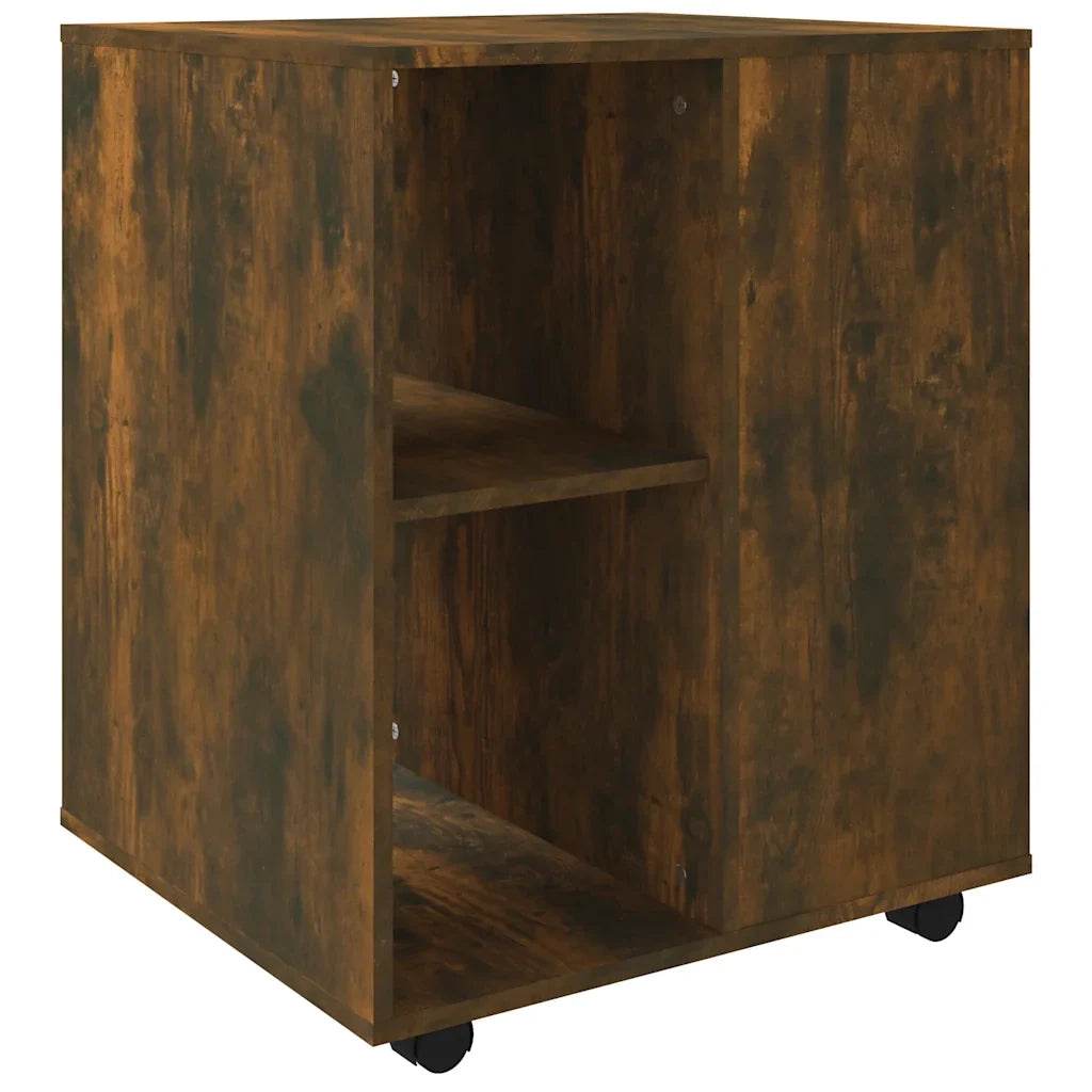 Mobile contenitore su ruote 60 x 53 x 72 cm design moderno finitura opaca in legno composito effetto rovere affumicato 02_0048259