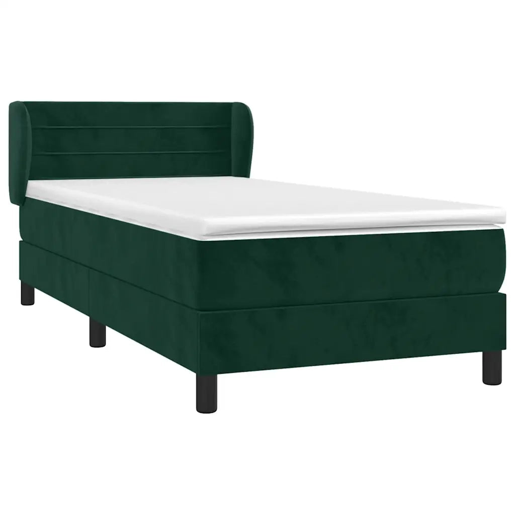 Giroletto a Molle con Materasso-Struttura Letto Verde Scuro 90x200 cm Velluto 380699