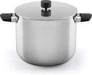 Pentola Induzione a 3 Strati - 16 cm - Coperchio e Manico in Silicone - Acciaio Inox Argento