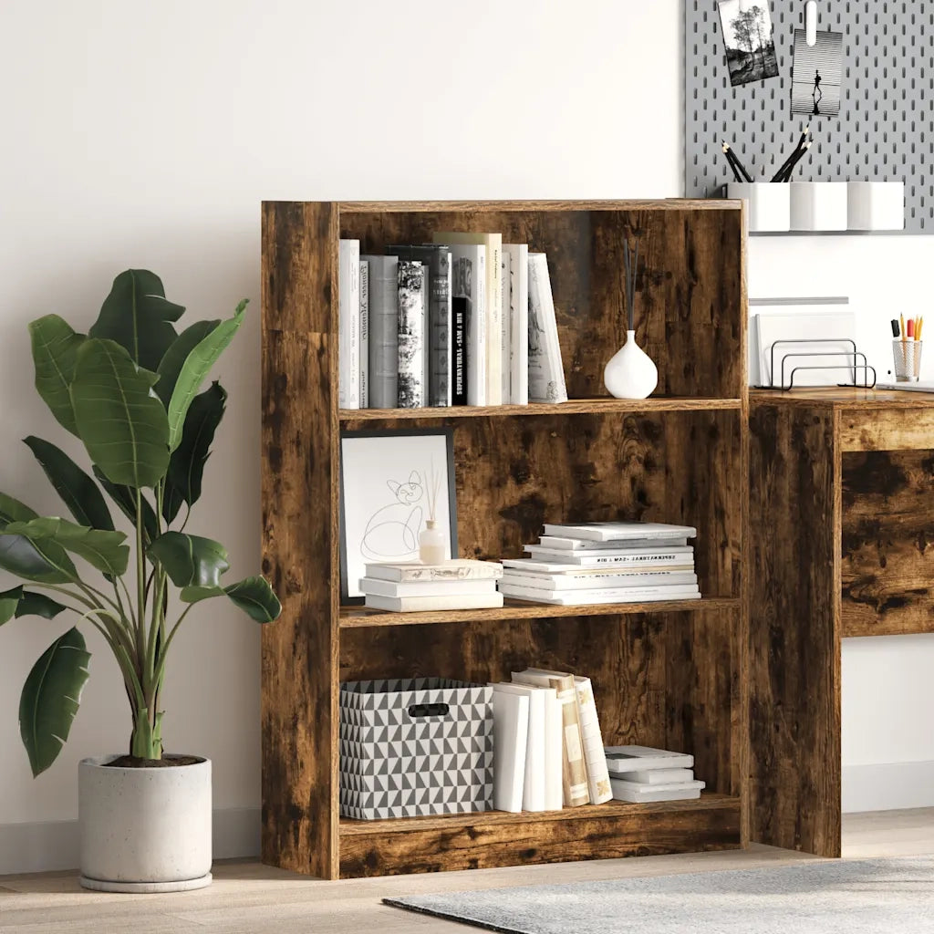 Libreria Rovere Fumo 80x24x109 cm in Legno Multistrato 857839
