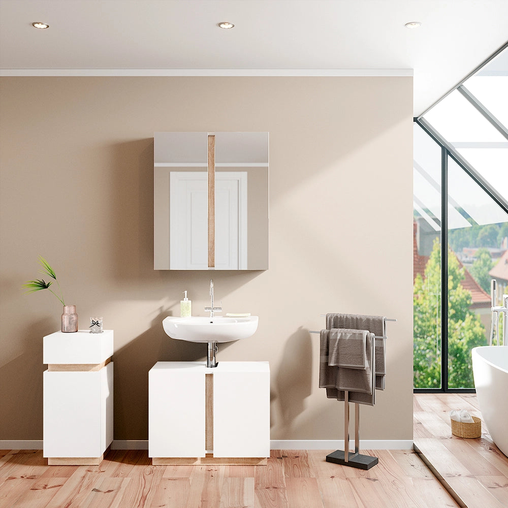 Vicco Set di mobili da bagno Bianco 3 parti, con mobile midi