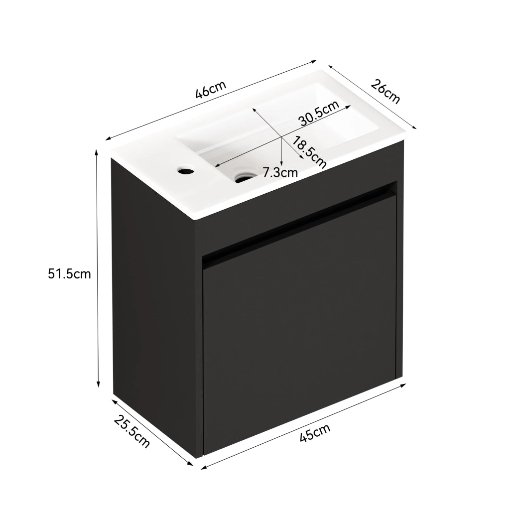 Armadietto Bagno con Anta Soft-Close ¨C MINIMAL ¨C Nero, 46 cm