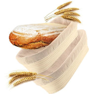 2 x gistingsmand con tessuto lavabile, contenitore per lievitazione di forma ovale, set di 2 tovaglioli per forno in tessuto lavabile