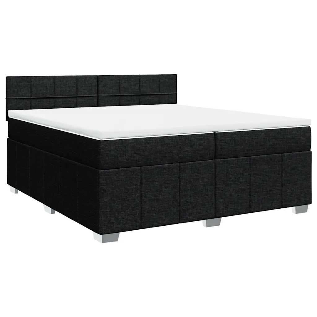 Giroletto a Molle con Materasso Nero 200x200 cm in Tessuto