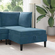 Pouf con Storage Blu Velluto