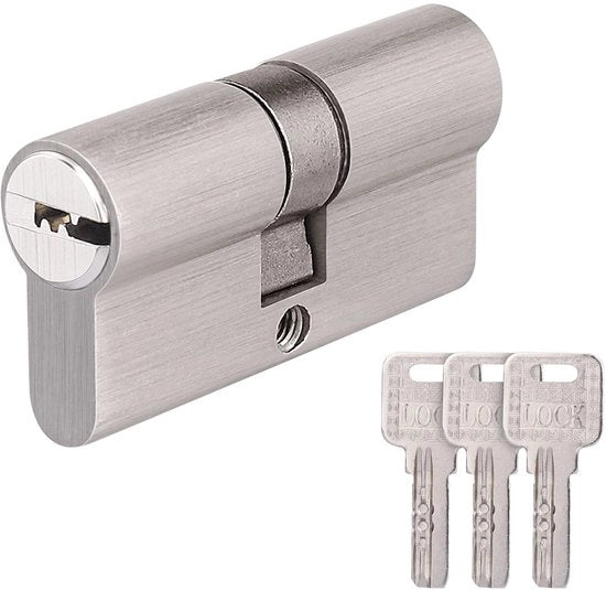 Cilindri di Sicurezza per Porte Esterne - 30/30 - Blocco con 3 Chiavi - Cilindro di Sicurezza - Cilindri per Porte - Robusto e Affidabile - Incluso Kit di Viti per Montaggio