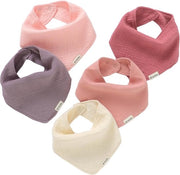 5 pezzi di stoffa, scialle per bambini, foulard, fazzoletti di mussolina in cotone biologico, fazzoletti a triangolo, asciugamani per bimbi, asciugamani per bocca, asciugamani hydro, blu