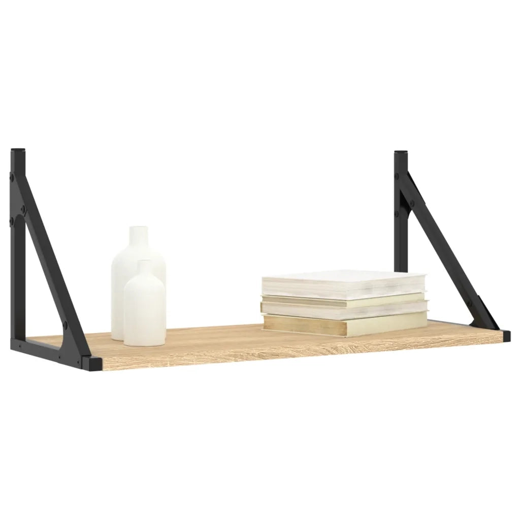 2 pz Mensole Parete | Mensola sospesa Rovere Sonoma 60x25x25,5cm Legno Multistrato