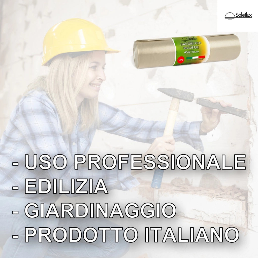 20X Sacchi per Macerie Edilizia 45x70 centimetri - Resistenti Sacchetti di Plastica per Calcinacci, Segatura, Detriti e Rifiuti Edili - Sacchi Robusti e Versatili