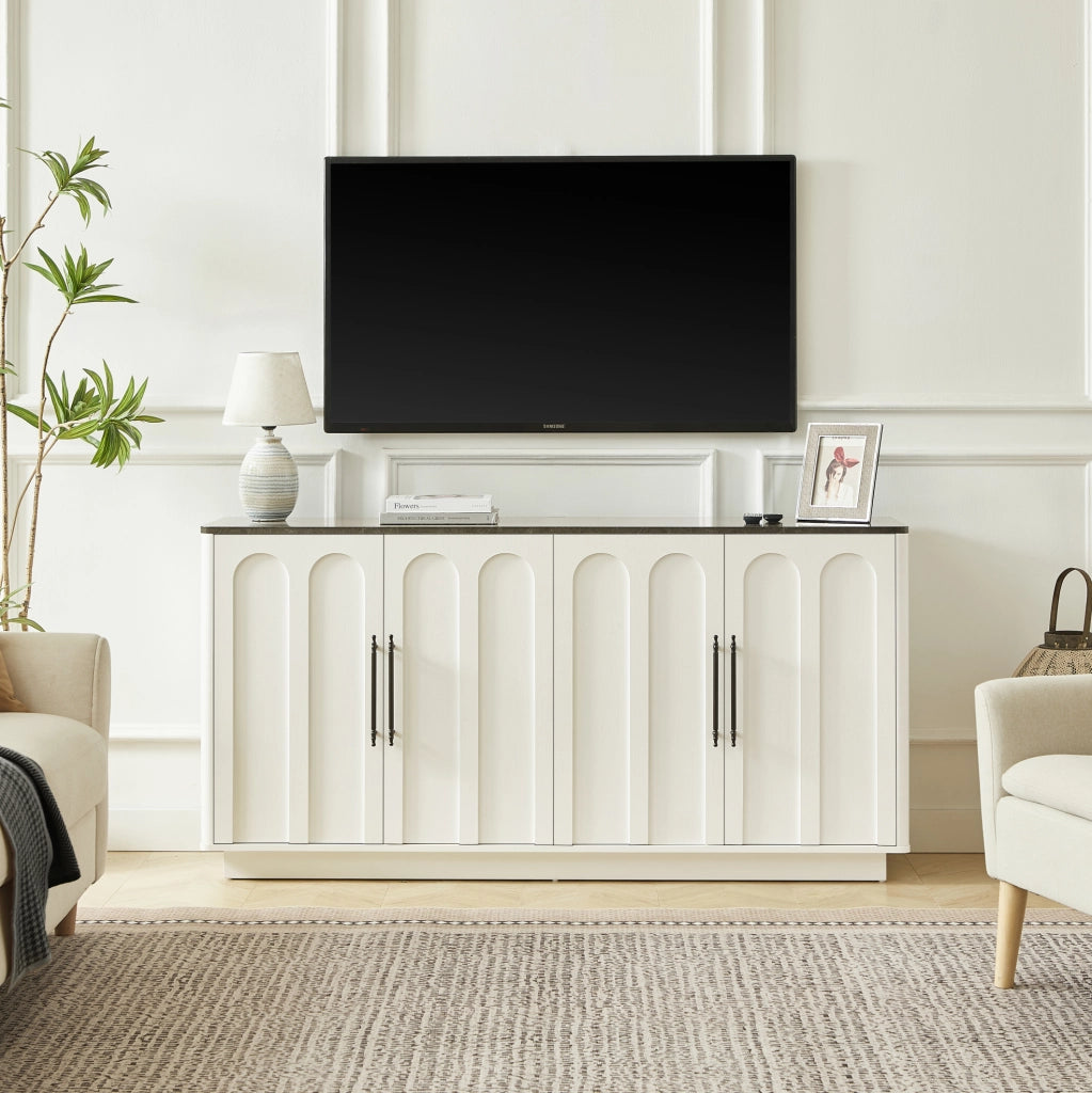 Mobile TV 160 cm bianco e nero – 4 ante soft-close, ampio spazio contenitivo
