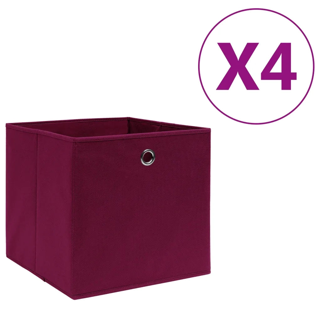 Contenitori 4 pz in Tessuto non Tessuto 28x28x28 cm Rosso Scuro cod mxl 40592