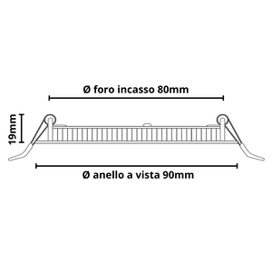 Pannello led incasso 8 cm 3watt slim tondo alimentatore incluso 4500k pezzi 3