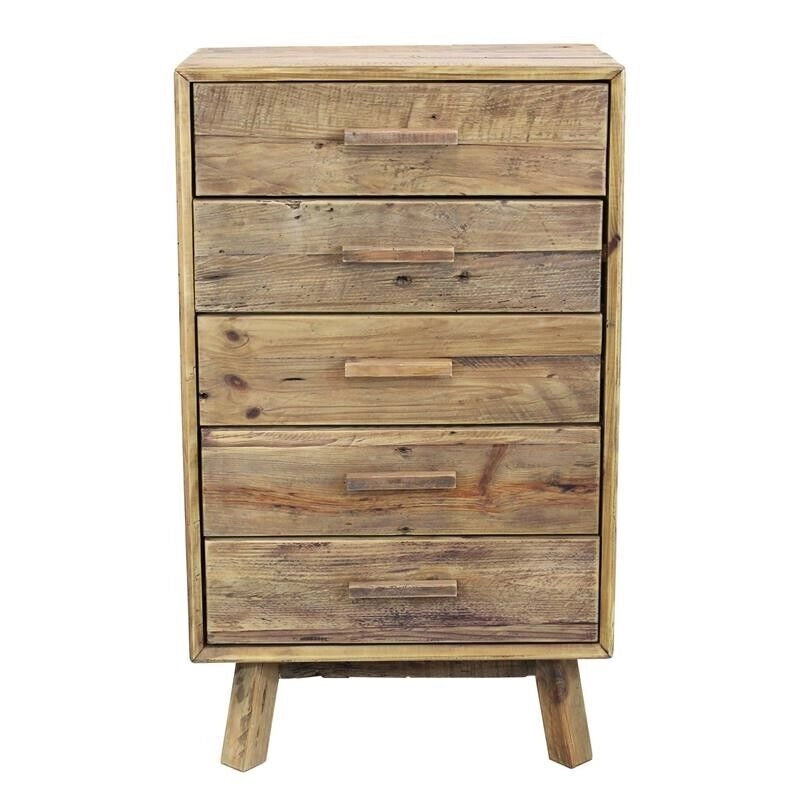 CASSETTIERA AGGIE IN LEGNO DI PINO RICICLATO CON 5 CASSETTI 60 X 40 X H100,5 CM