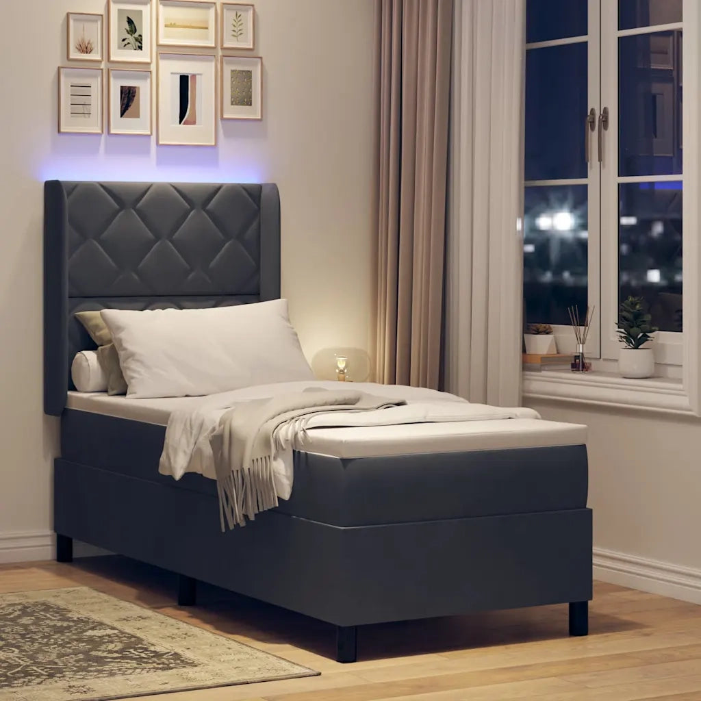 Letto a molle con strisce LED Grigio scuro 80 x 200 cm Velluto 3343893
