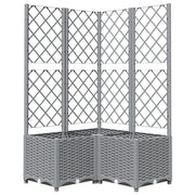Fioriera rialzata per piante fiori e terrazze con traliccio grigio chiaro 80 x 80 x 136 cm PP grigio 02_0038364