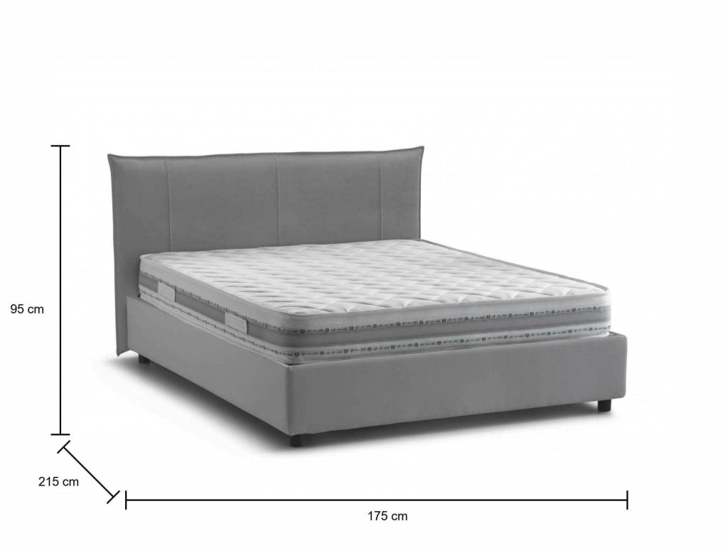 Letto Matrimoniale Geras, Letto Matrimoniale Materasso Incluso Made in Italy, Grigio