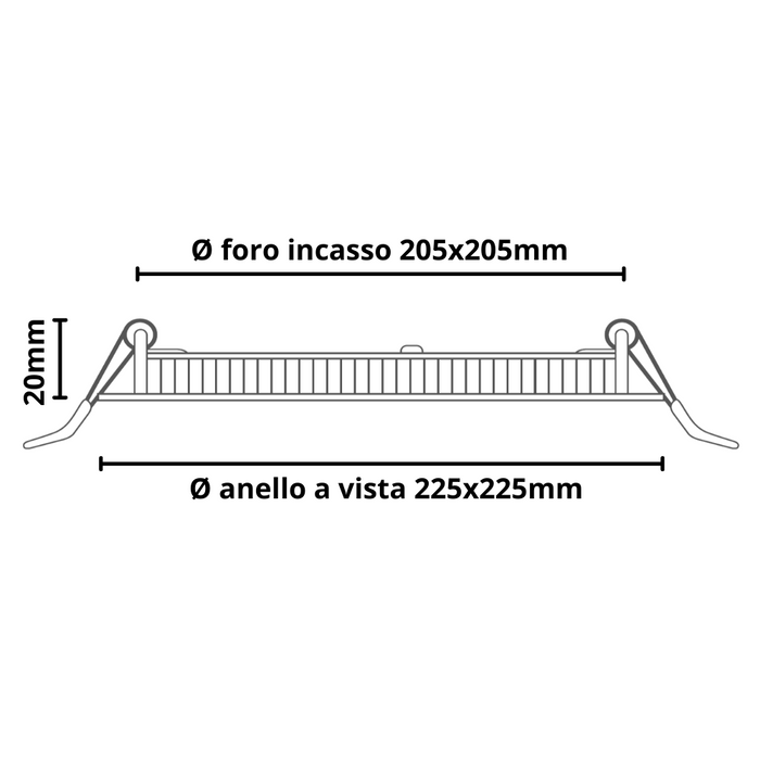 Pannello led incasso 20.5cm 18w slim quadro alimentatore incluso 4500k pezzi 3