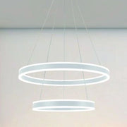 Trade Shop - Lampadario A Sospensione Led Moderno Doppio Cerchio Bianco 58w Con Telecomando 31869 -