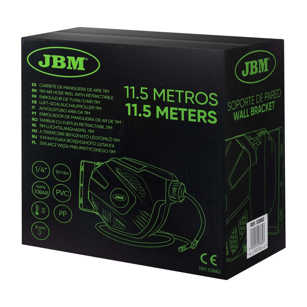 Avvolgitubo Prolunga per Aria Compressa con Tubo Cavo da 11 Mt a parete JBM