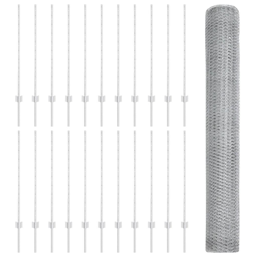 Pali per Recinzione  22 pz U-Channel 100 cm Acciaio Zincato