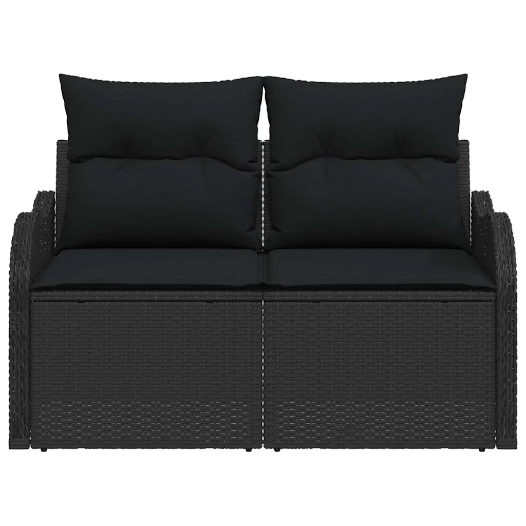 Divano da giardino con cuscino Nero 121 x 62 x 69cm polyrattan 42006721